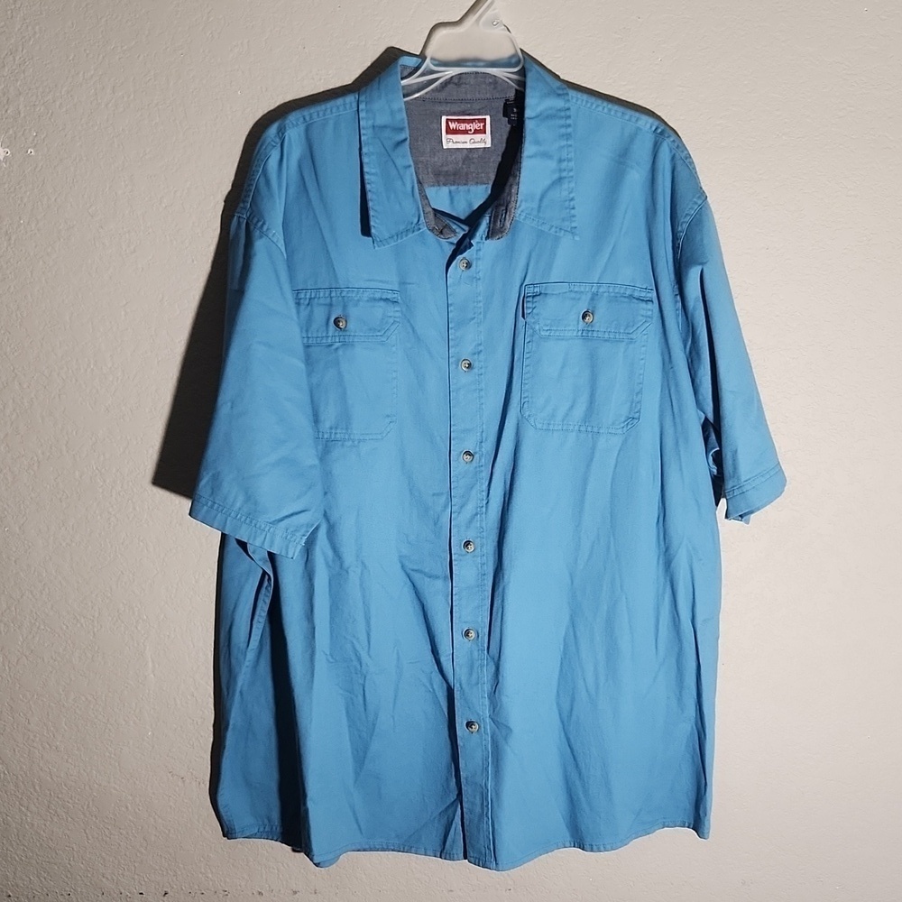 Wrangler Shirt Mens Size 3XL Premium Quality Blue Button Down spot and fade